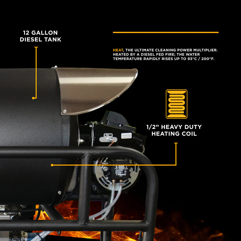 BE 3500psi 8.0gpm Kohler All Diesel Hot Water Pressure Washer Stationary Skid