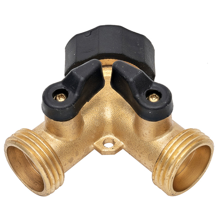 G07Y77BV Deluxe Brass Garden Hose Splitter Connector with Double Shut-Off ATPRO Power Equipment