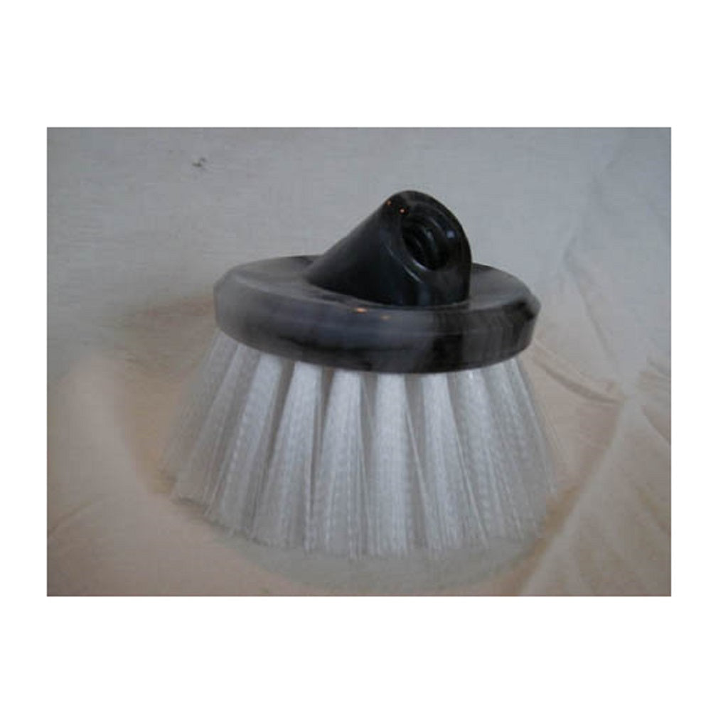 White Very Stiff Round Polypropylene Flow-Through Brush with Maximum Chemical Resistance for Roof Moss Removal and Deck Scrub