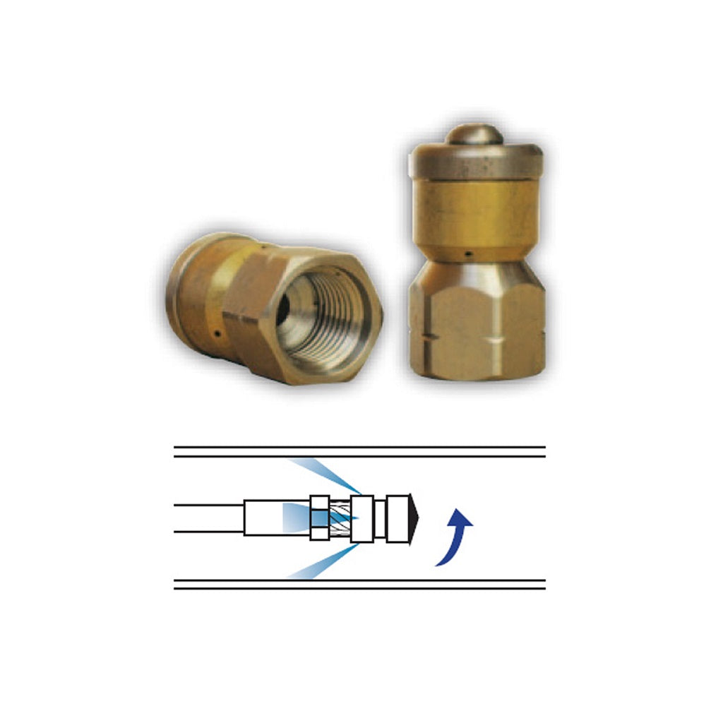 Sewer Jetting "Rotary" Nozzle - 3 Rotating Back Jets 4000psi