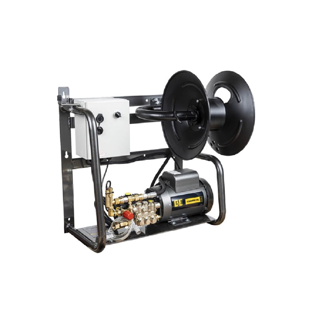 BE 110Volt (20amp) 1500psi 2.0gpm Hot Water Capable Industrial Electric Pressure Washer Wall Mount X-1520FW1GENH